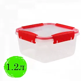 Контейнер для продуктов Полимербыт Butterfly, 1.2л, с крышкой, 8.5х15.6х15.6см, прозрачный, 2 уп. (437840665)-0